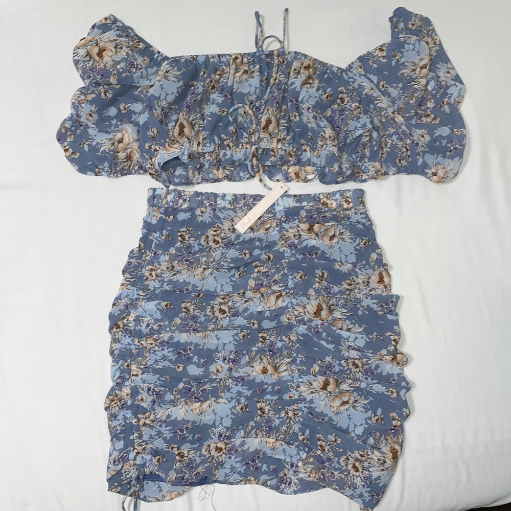 Blush BJ Blue Floral Two-Piece Skirt Set